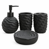Ceramic Bathroom Set Scalloped Charcoal Grey (Set of 4 Pcs)