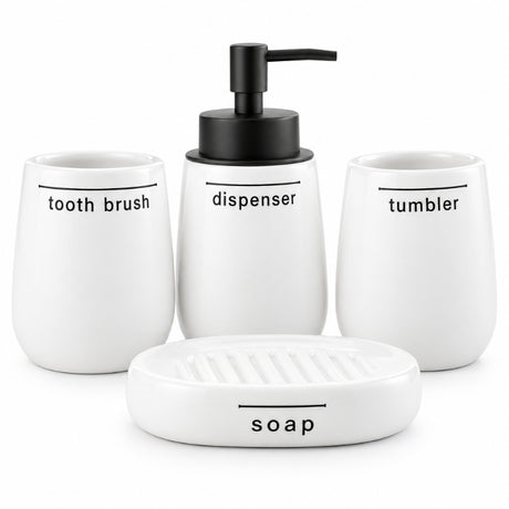 Ceramic Bathroom Set White (Set of 4 Pcs)