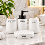 Ceramic Bathroom Set White (Set of 4 Pcs)