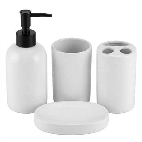 Ceramic Bathroom Set White (Set of 4 Pcs)