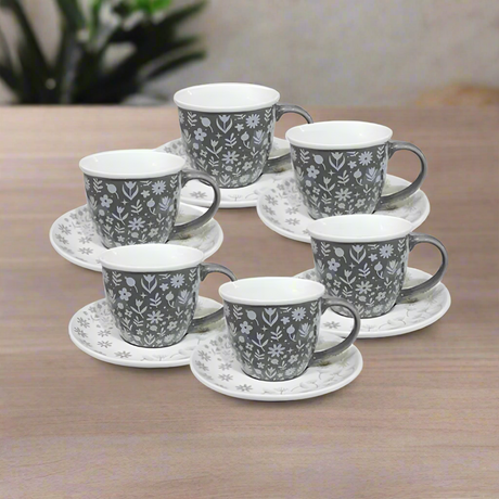 Ceramic Coffee Cup With Saucer 290ml (Set of 6)