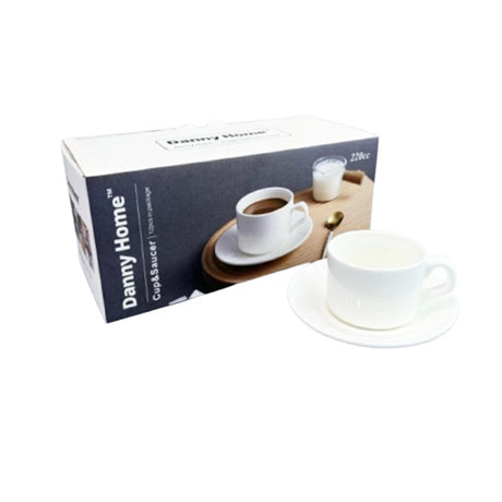 Ceramic Coffee Cup With Saucer (Set of 6) 215ml