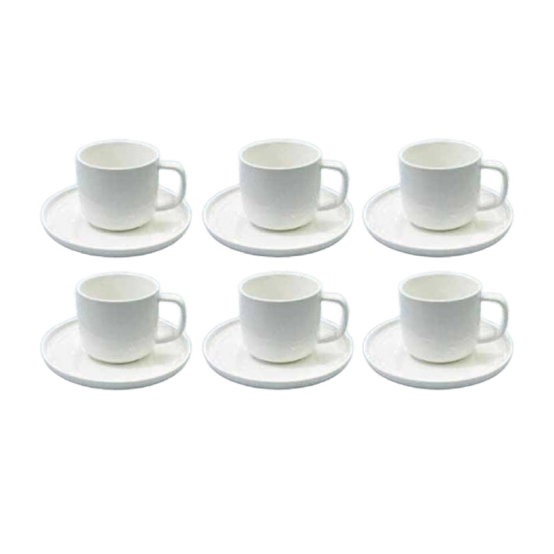 Ceramic Coffee Cup With Saucer (Set of 6) 220ml