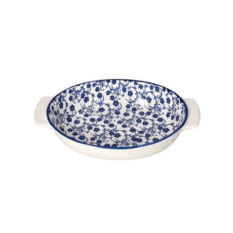 Ceramic Round Serving Pan 7" Blue Flower