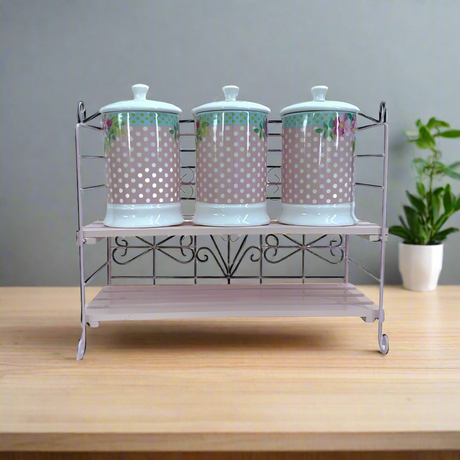 Ceramic Storage Container with Stand Set of 3pcs