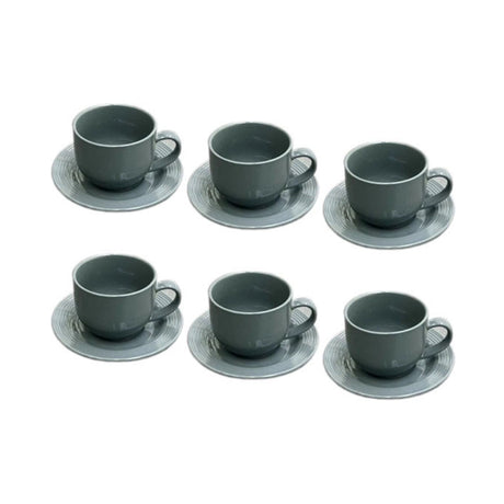Ceramic Tea Cup With Saucer Green 220ml (Set of 6)