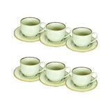 Ceramic Tea Cup With Saucer Green 220ml (Set of 6)