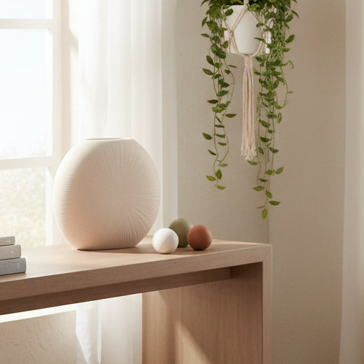 Ceramic Vase Circular 29cm Beige