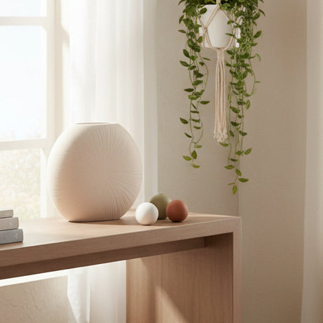 Ceramic Vase Circular 29cm Beige