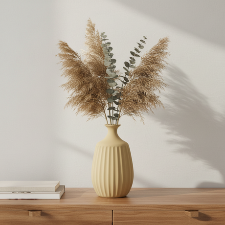 Ceramic Vase Narrow Neck 31cm Beige
