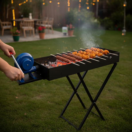Charcoal Grill With Blower Black 30 x 90 cm