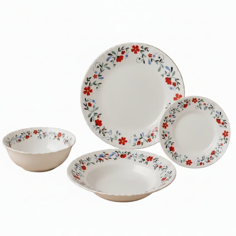 Danny Home Dinner Set 24pcs Floral White