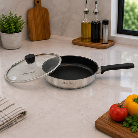 Stainless Steel Fry Pan 24cm With Glass Lid