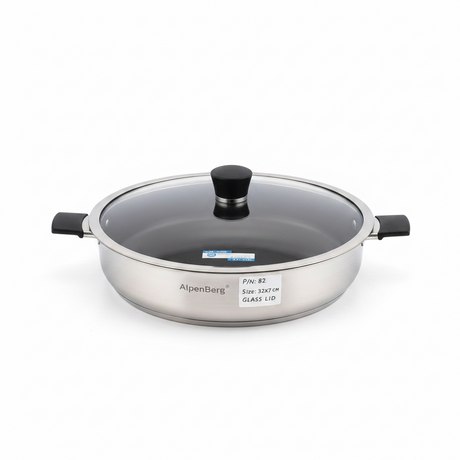 Stainless Steel Karahi 32cm With Glass-Lid