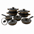 Non-Stick 12 Pcs Cookware Set With Glass Lids
