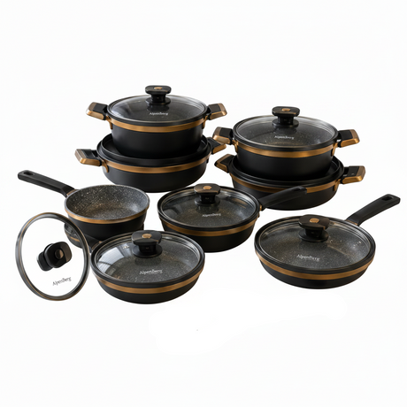 Non-Stick 12 Pcs Cookware Set With Glass Lids