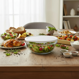 Chefs Glass Round Bowl With White Lid 2500ml