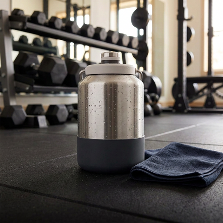 Coleman Pro stainless steel flask with screw cap, dark base and textured body