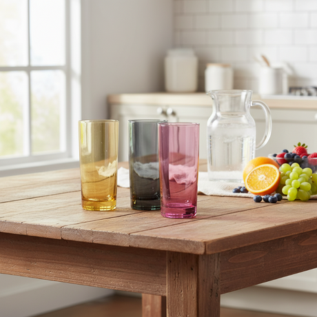 Colourful Drinking Serving Glass (Set of 4) 460ml