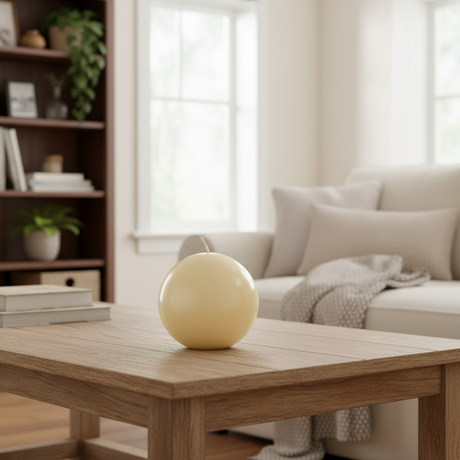 Cream Ball Candle Diam 10cm