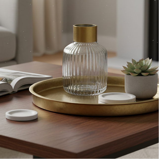 Crystal Vase Stripes Gold Large Anthracite