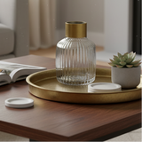 Crystal Vase Stripes Gold Large Anthracite