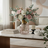 Crystal Vase Stripes Gold Large Pink