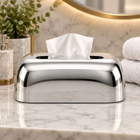 Curved Tissue Box Silver