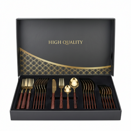 Stainless Steel Cutlery Set 24pcs Red & Gold