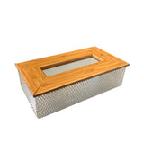 Plastic Tissue Box White With Wooden Lid