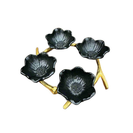 Damascus Crown Four Dish Black & Gold