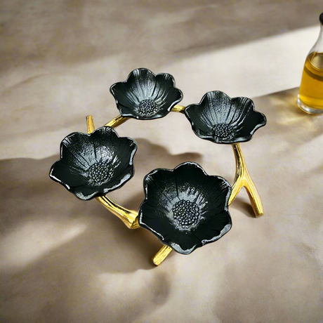 Damascus Crown Four Dish Black & Gold