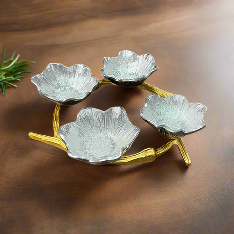 Damascus Crown Four Dish Silver & Gold