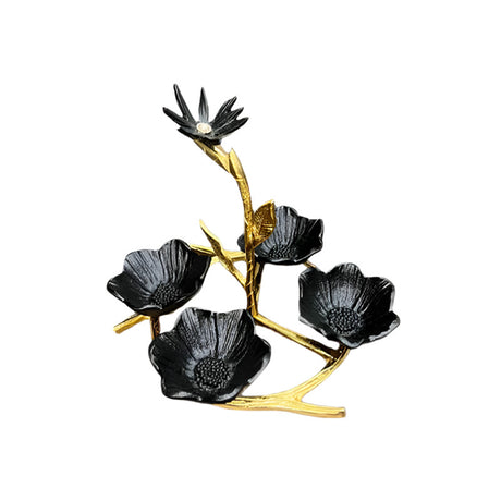 Damascus Crown With Stem Flower Black & Gold