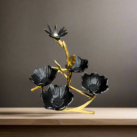 Damascus Crown With Stem Flower Black & Gold