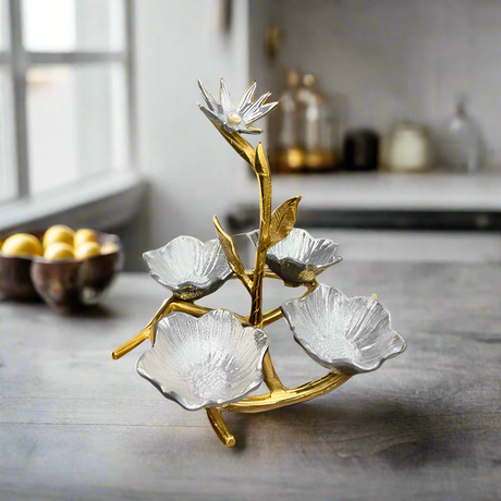 Damascus Crown With Stem Flower Silver & Gold
