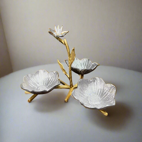 Damascus Dry Fruit Serving Stand Silver & Gold