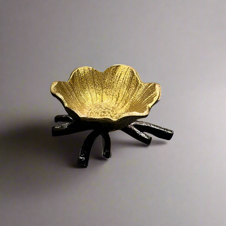 Damascus Flower Dish Antique Gold & Black