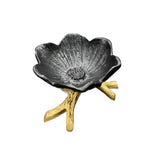 Damascus Flower Dish Gold & Black Large