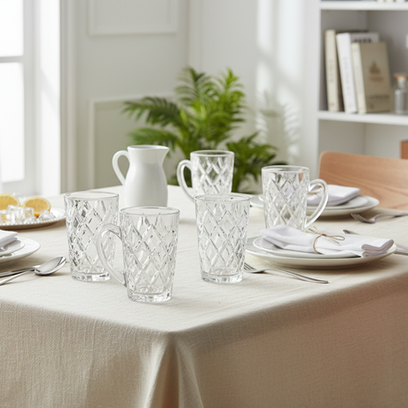 Diamond Glass Mug 170ml (Set of 6)