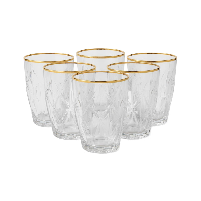 Diamond Gold Rimmed Serving Glass 270ml (6pcs)