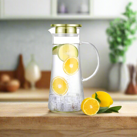 Glass Beverage 1300ml With Green Lid