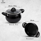 Pot With Steamer 26cm Black
