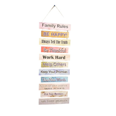 Hanging Wall Wooden Frame (Family Rules)