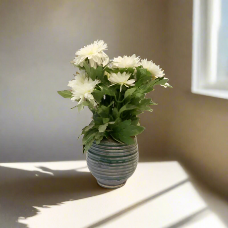 Faux Flowers in Vintage Vase