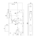 DIN Roller Bolt Euro Profile Dead Lock 55mm
