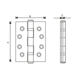 Two Ball Bearing SS Hinges 4"x3"x3mm