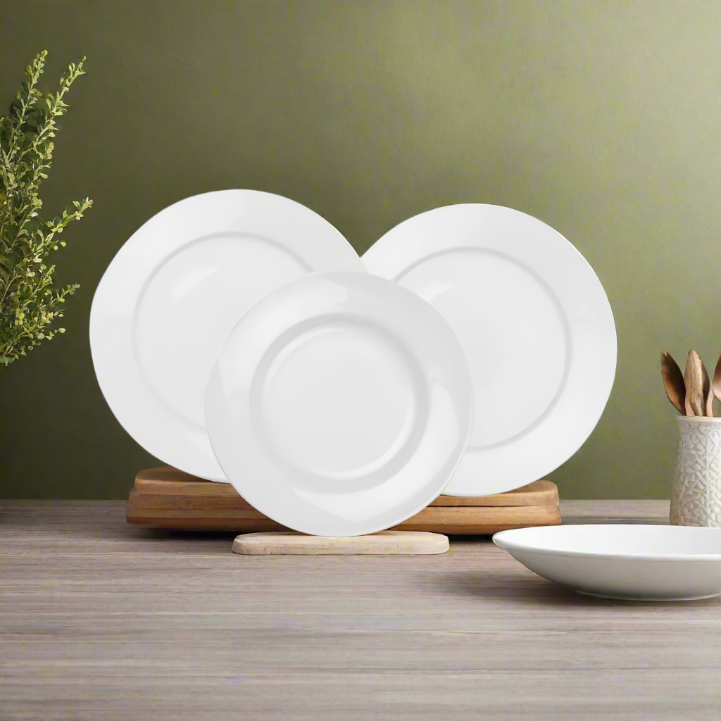 Golden Opal Mikasa Bone Plain White Dinner Sets (Set of 18pcs)