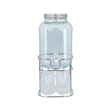 Glass Beverage Dispenser With Glass (Set of 4) & Stand