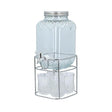 Glass Beverage Dispenser With Glass (Set of 4) & Stand